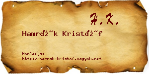 Hamrák Kristóf névjegykártya